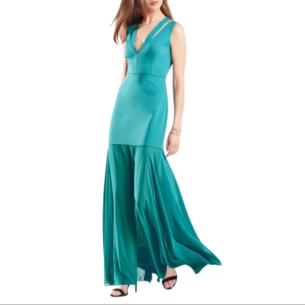 NWT BCBG Max Azria Orlena Double-Strap Gown Teal 02
